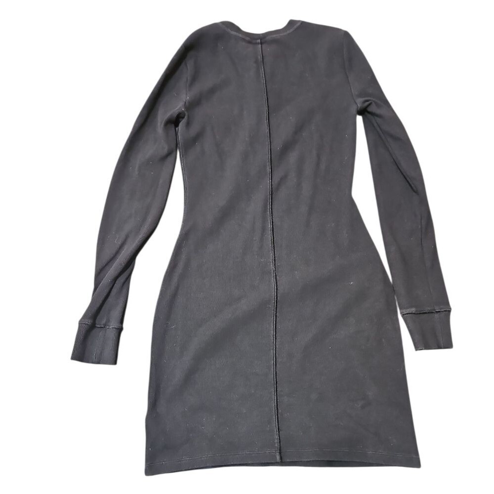 TNA Aritzia Womens Black Homestretch Henley Dress Size S Minimalist Preppy Basic - Picture 3 of 9